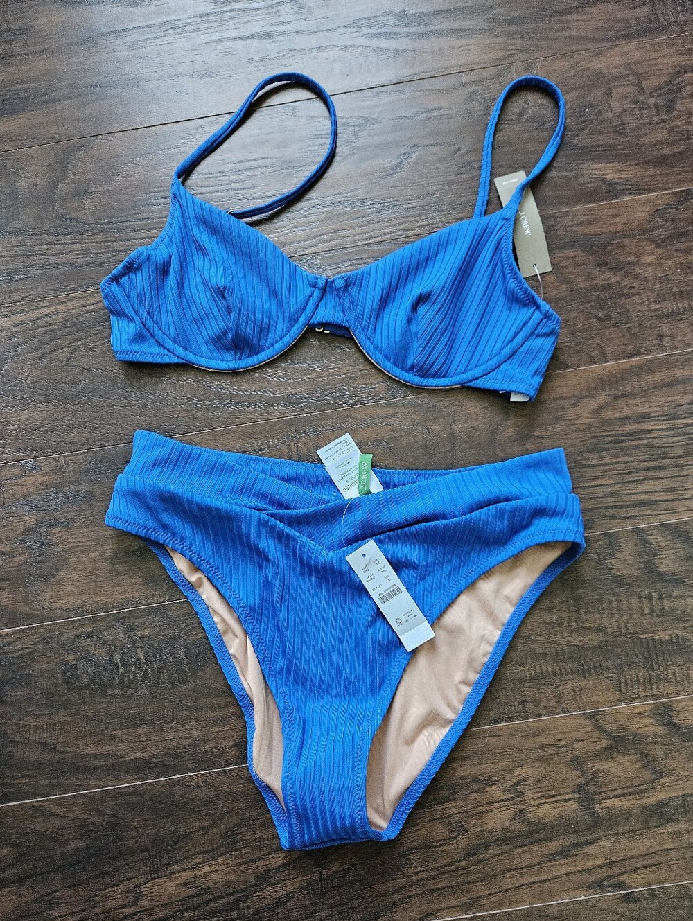 J. Crew Cobalt Blue Ribbed Underwire Bikini Set